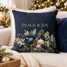 Peace & Joy Midnight Navy Elegante Weihnachtsdecke