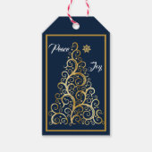 Peace Joy Navy Gold Weihnachten Geschenkanhänger (Vorderseite)