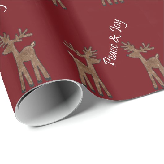 Peace & Joy Reindeer Geschenkpapier (Rolleneckpunkt)