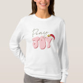 Peace Joy Retro 80er Schriftart Weihnachtsmannmütz T-Shirt (Vorderseite)