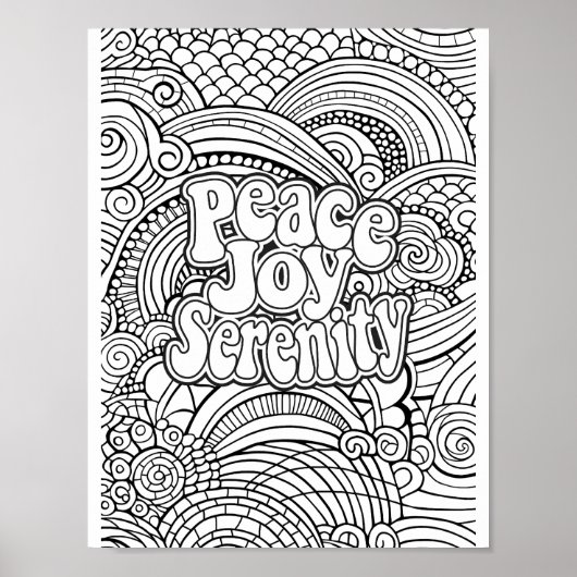 Peace Joy Serenity Abstraktes Muster Erwachsenenfa Poster (Vorne)