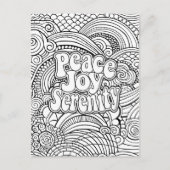 Peace Joy Serenity Abstraktes Muster Erwachsenenfa Postkarte (Vorderseite)