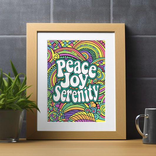 Peace Joy Serenity Abstraktes Muster Erwachsenenfa Postkarte