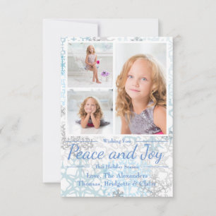 Peace & Joy Snowflakes 3 Fotos - 3x5Christmas Card Einladung