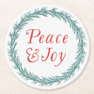 Peace & Joy Vintage Style Weihnachtsuntersetzer Runder Pappuntersetzer
