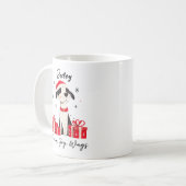 Peace Joy Wags Custom Pet Name Weihnachtshund Kaffeetasse (Vorderseite Links)