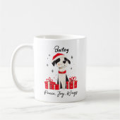 Peace Joy Wags Custom Pet Name Weihnachtshund Kaffeetasse (Links)