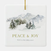 Peace & Joy Winter Mountain Christmas Keramikornament (Rückseite)