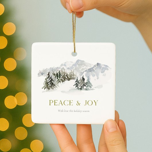 Peace & Joy Winter Mountain Christmas Keramikornament