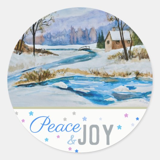 Peace & Joy - Winter Scene (20) Classic Round Stic Runder Aufkleber (Vorderseite)