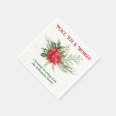 Peace Joy & Wonder Red Poinsettia Christmas Serviette (Ecke)