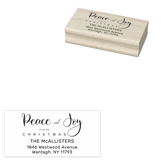 Peace & Joy Zitat Holly Whimsical Script-Adresse Gummistempel (Stempel)
