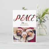 PEACE Kariert Weihnachts-Weihnachtsfotokarte Einladung (Stehend Vorderseite)