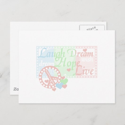 Peace Laugh Dream Hope Live Postkarte (Vorne/Hinten)