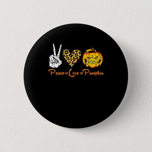 Peace Leopard Liebe Beängstigend Pumpkin Halloween Button (Vorderseite)