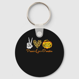 Peace Leopard Liebe Beängstigend Pumpkin Halloween Schlüsselanhänger