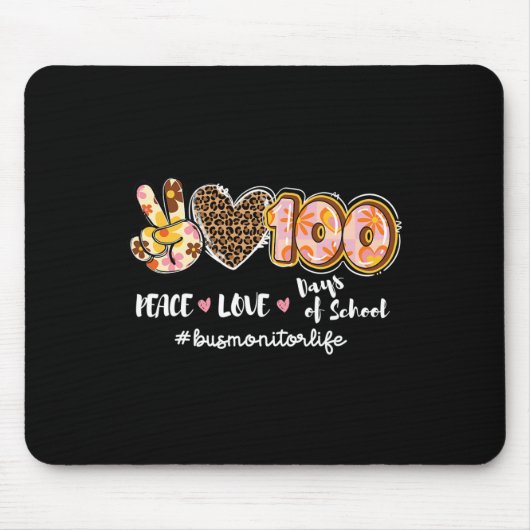 Peace Liebe 100 Days of School Leopard Bus Monitor Mousepad (Vorne)
