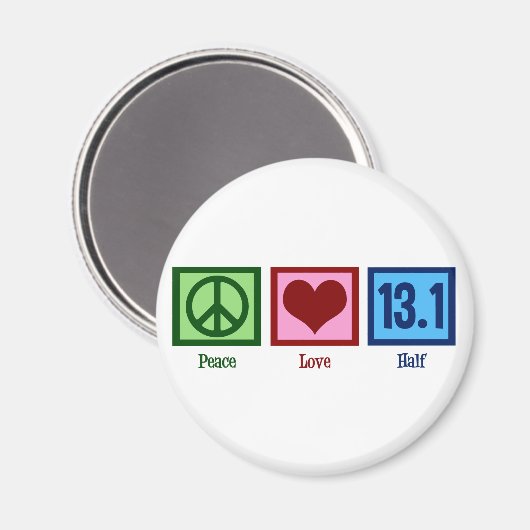 Peace Liebe 13.1 Halbmarathon-Läufer Magnet (Vorderseite/Rückseite)