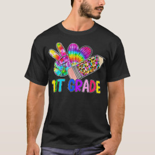 Peace Liebe 1. Gefärbte Krawatte Leopard Bleistift T-Shirt