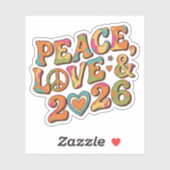Peace Liebe 2026 Groovy Retro Aufkleber (Blatt)