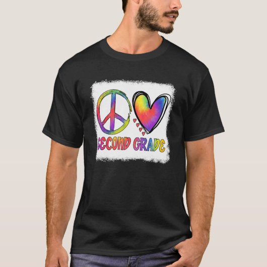 Peace Liebe 2. Klasse Gefärbte Krawatte Lehrer zur T-Shirt (Vorderseite)