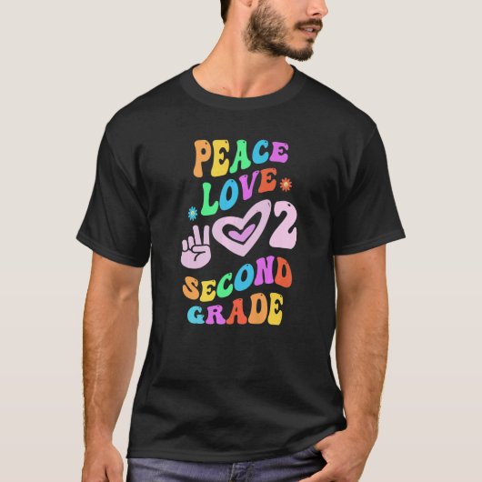 Peace Liebe 2ND GRADE Retro School Lehrer SECOND G T-Shirt (Vorderseite)