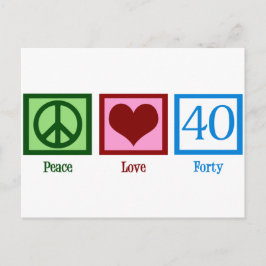 Peace Liebe 40. Geburtstag Niedliches Party Postkarte
