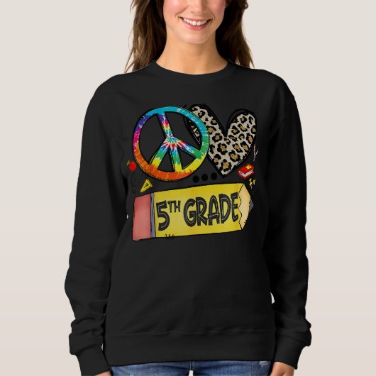 Peace Liebe 5. Klasse Gefärbte Krawatte Leopard zu Sweatshirt (Vorderseite)