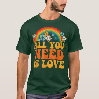Peace Liebe 60er 70er Gefärbte Krawatte Groovy Hip T-Shirt