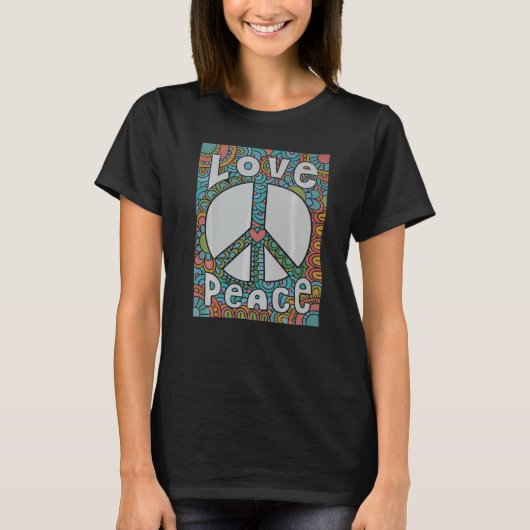 Peace Liebe 60er 70er Krawatte Die Groovy Hippie C T-Shirt (Vorderseite)