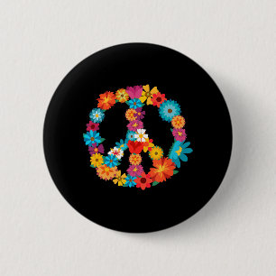 Peace Liebe 60's 70's Hippie Costume Colorful Flo Button
