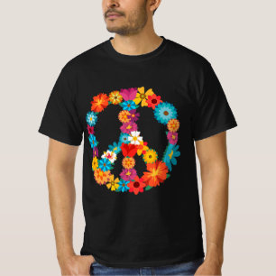 Peace Liebe 60's 70's Hippie Costume Colorful Flo T-Shirt