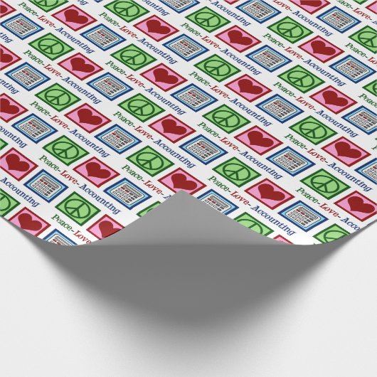 Peace Liebe Accounting Niedlich Accountant Holiday Geschenkpapier (Ecke)