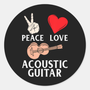 Peace Liebe Acoustic Gitarrist Music Runder Aufkleber