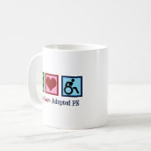 Peace Liebe Adaptiert PE Teacher Kaffeetasse (Vorderseite Links)