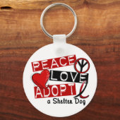 PEACE LIEBE ADOPTIERE einen Helfer Schlüsselanhänger (Vorderseite)