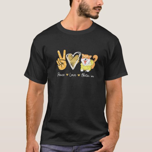 Peace Liebe Akita Inu Dog Lovers T-Shirt (Vorderseite)