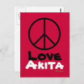 Peace Liebe Akita Postcard Postkarte (Vorne/Hinten)