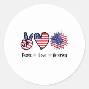 Peace Liebe America 4. Juli Patriotic Sonnenblume  Runder Aufkleber