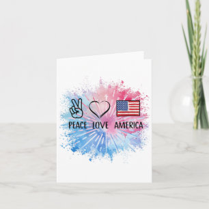 Peace Liebe America Gefärbte Krawatte 4. Juli Patr Karte