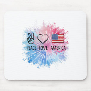 Peace Liebe America Gefärbte Krawatte 4. Juli Patr Mousepad
