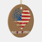 Peace Liebe America Herz Patriotic USA Flag 4. Keramik Ornament (Rechts)