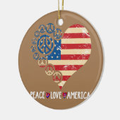 Peace Liebe America Herz Patriotic USA Flag 4. Keramik Ornament (Links)