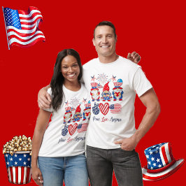 Peace Liebe America Independence Patriotic Gnomes T-Shirt