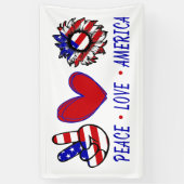 Peace Liebe America Patriotic Flag Herz Sonnenblum Banner (Vertikal)