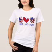 Peace Liebe America Patriotic Flag Herz Sonnenblum Tri-Blend Shirt (Vorderseite)