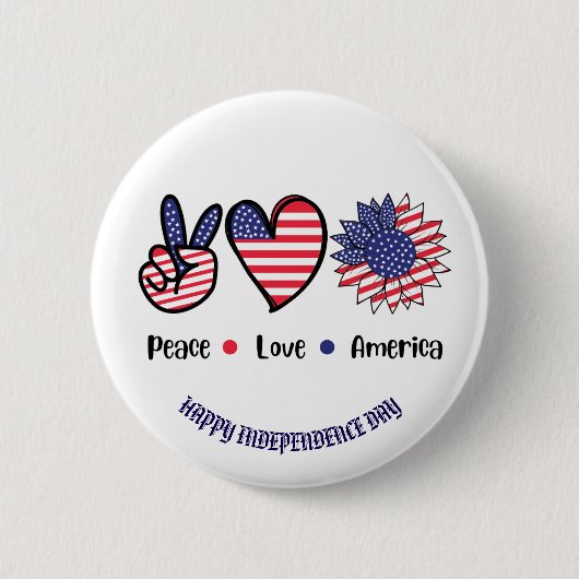 "Peace Liebe America" Patriotische Symbole nach Ma Button (Vorderseite)