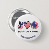 "Peace Liebe America" Patriotische Symbole nach Ma Button (Vorne & Hinten)