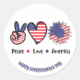 "Peace Liebe America" Patriotische Symbole nach Ma Runder Aufkleber