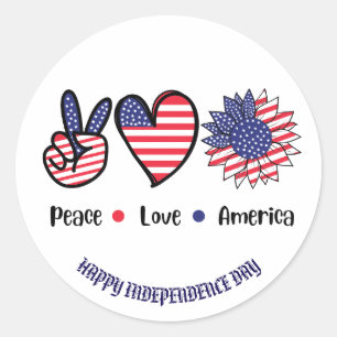 "Peace Liebe America" Patriotische Symbole nach Ma Runder Aufkleber